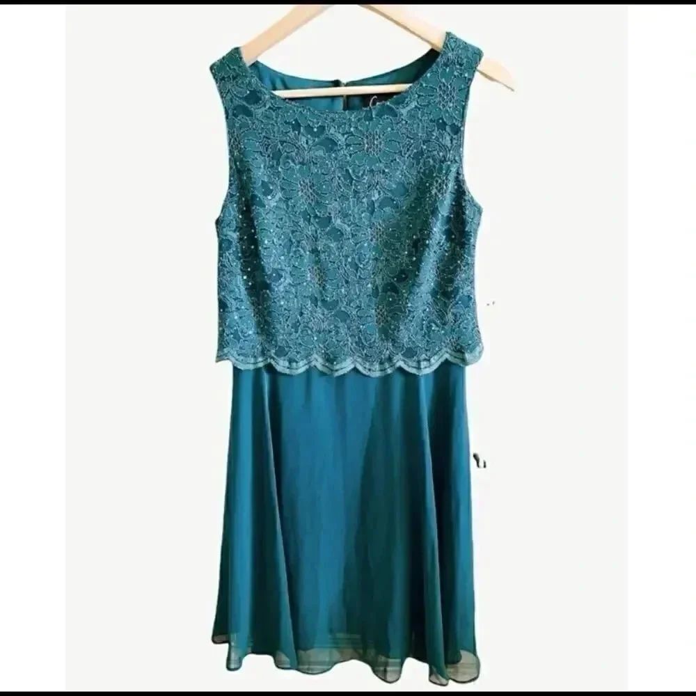 Connected Apparel Emerald Sleeveless Sequin Lave Dress SZ 8